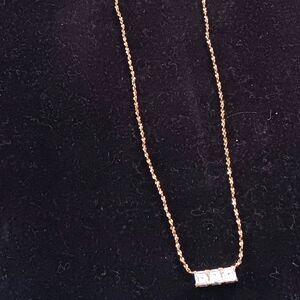 Nicole B's Triple Diamond Genuine Cubic Zirconia 17" Gold Necklace